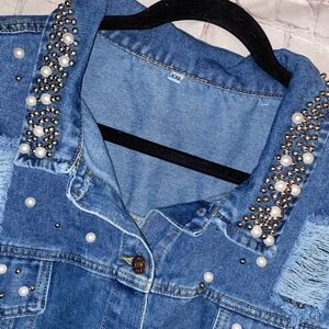 NWT Embellished Blue Denim Jacket XXL